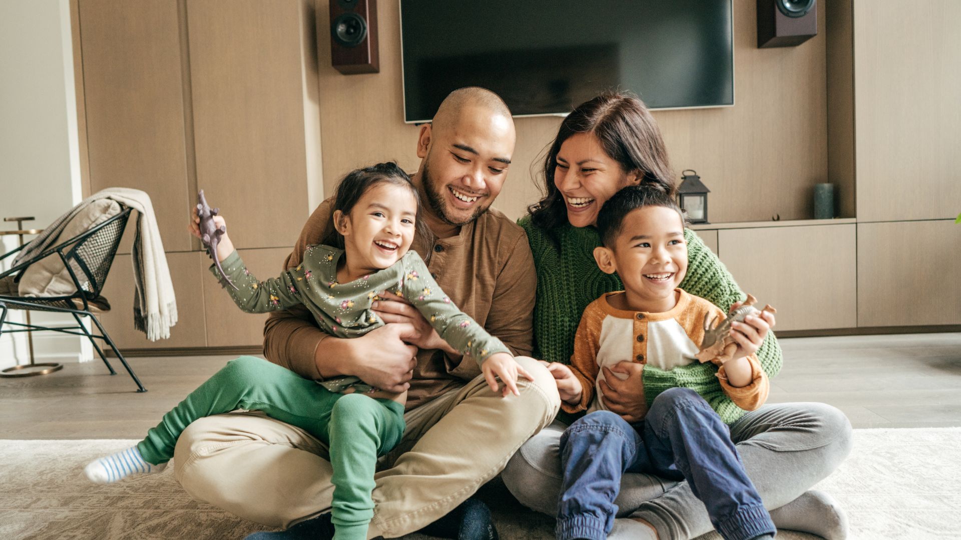 A family in a home.