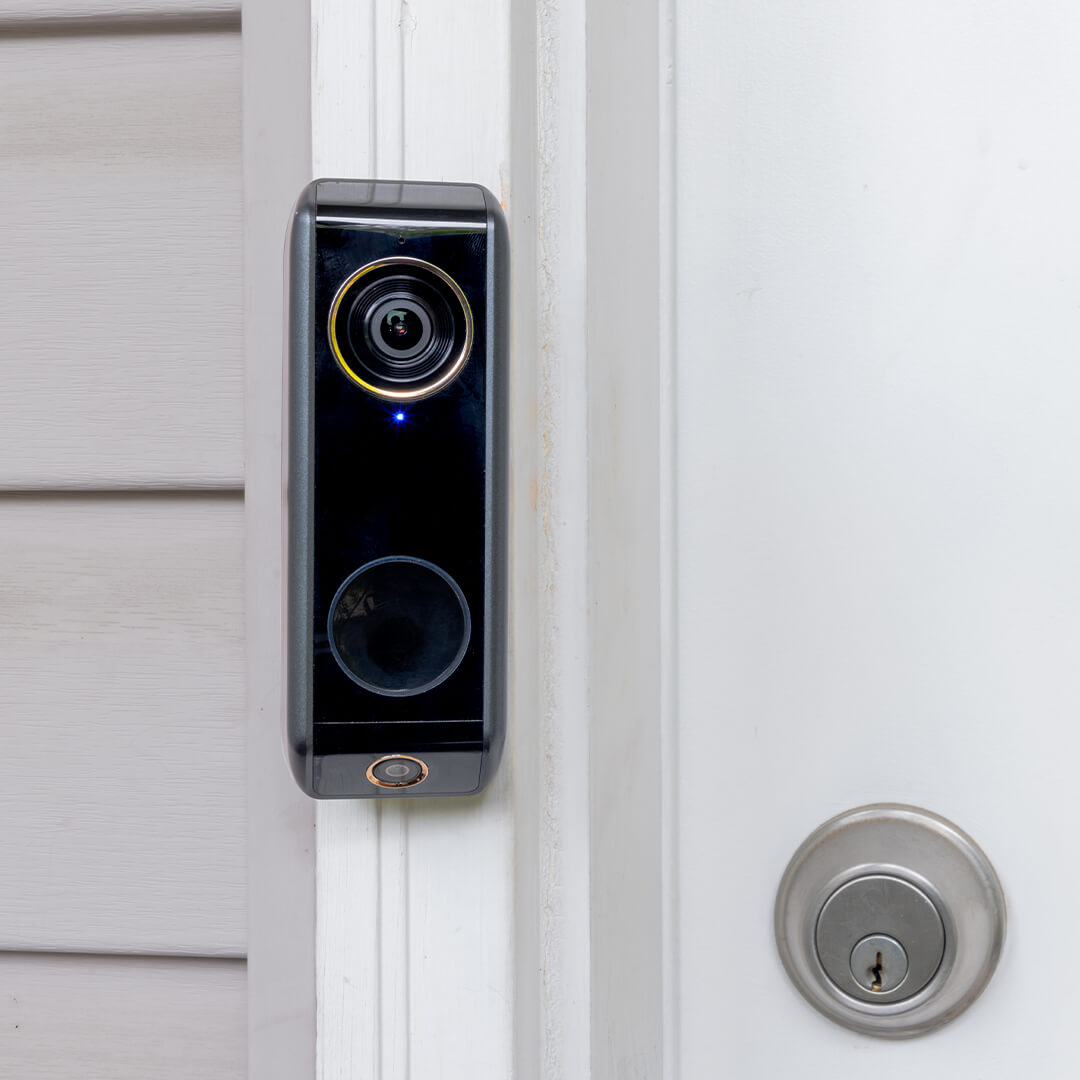 A smart doorbell with an intercom and double camera
