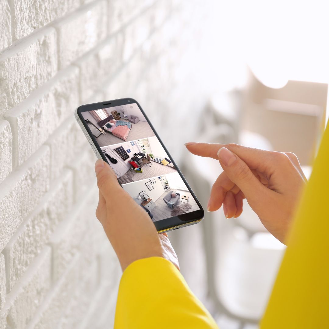 checking security camera feeds on home