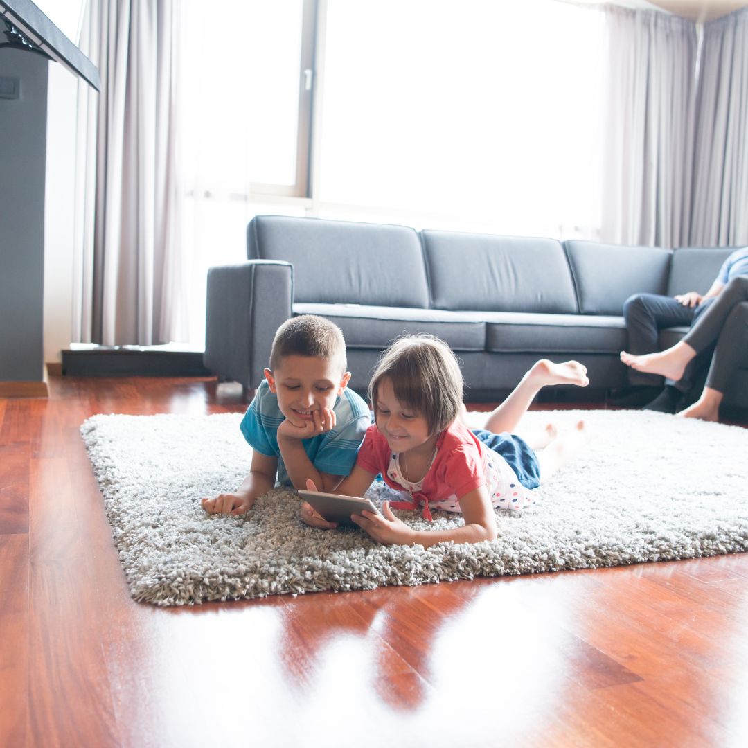 kids safely playing in their living room