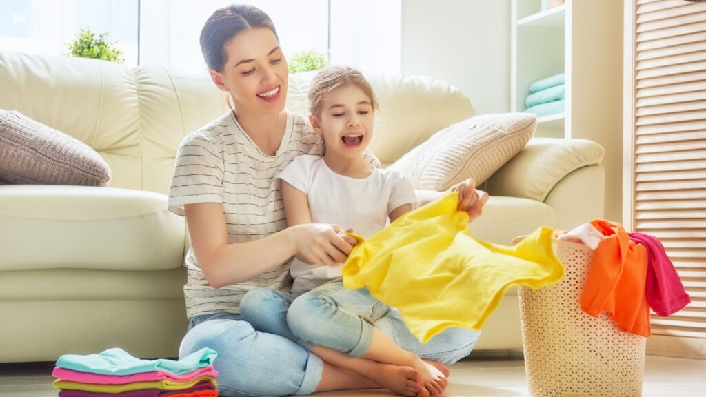 happy mom and daughter