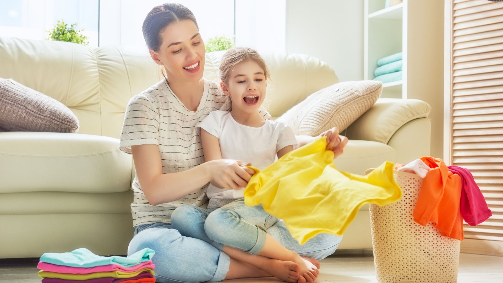 happy mom and daughter