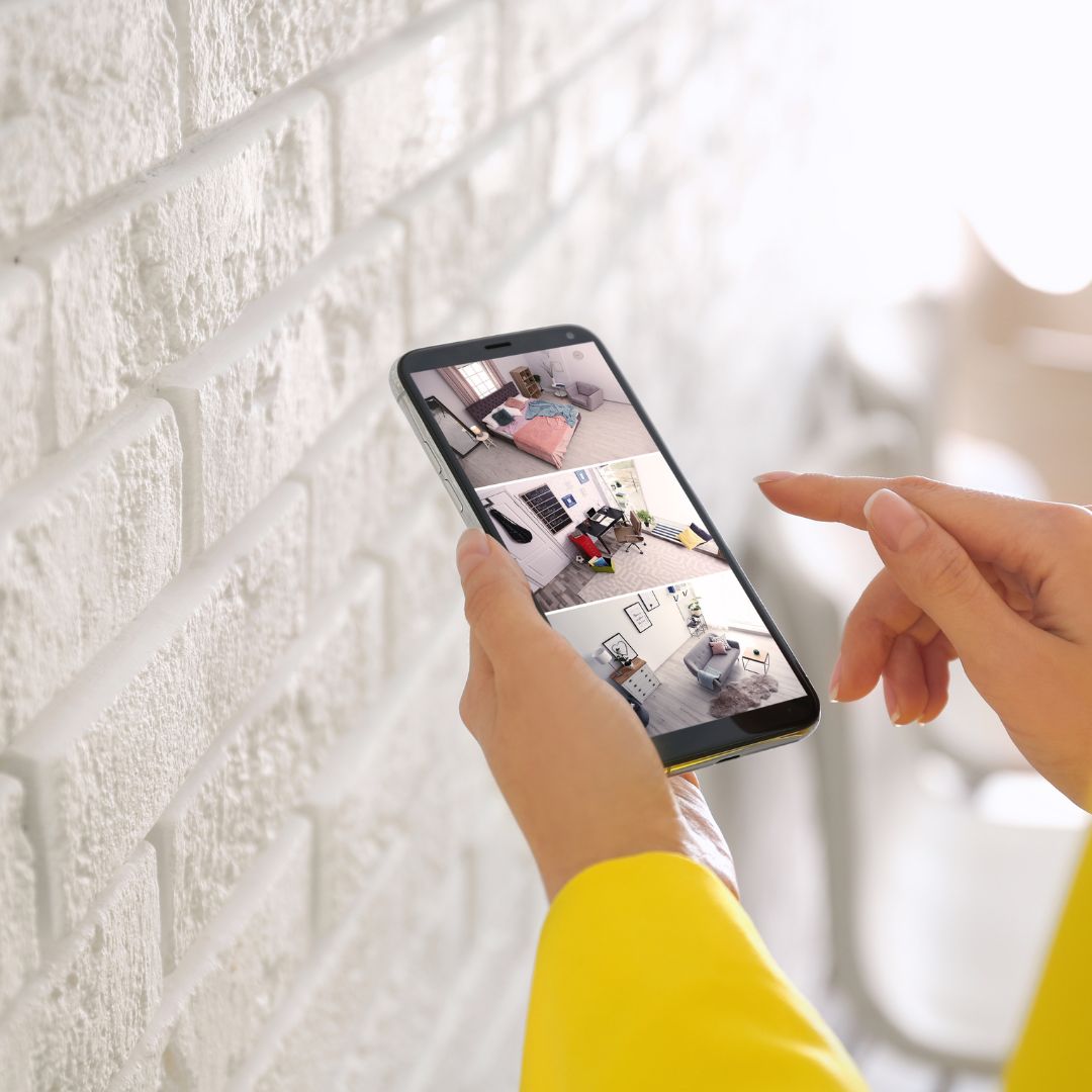 security cameras being looked at on a phone